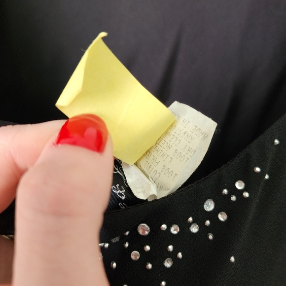 DAVE & JOHNNY x VINTAGE 90s prom dress black gem straps 11/12 - Picture 6 of 13